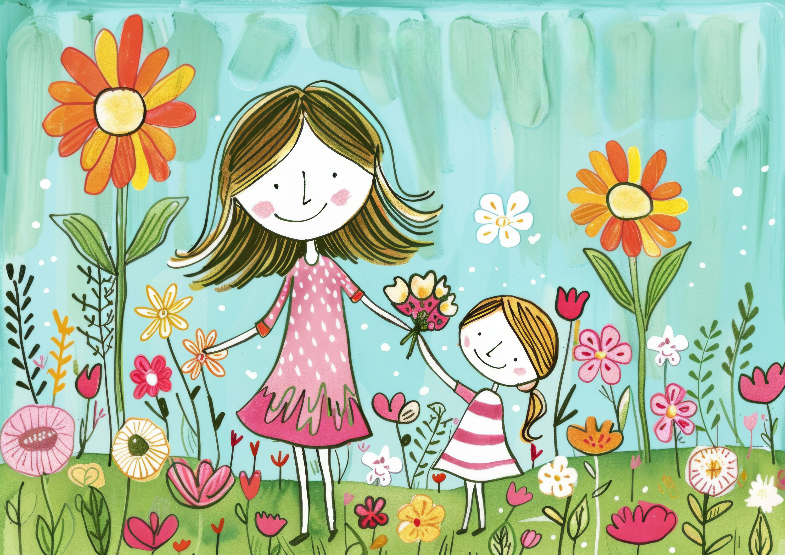 Preview for Mother-daughter-flower-field-illustration-mothers-day-background-21e23