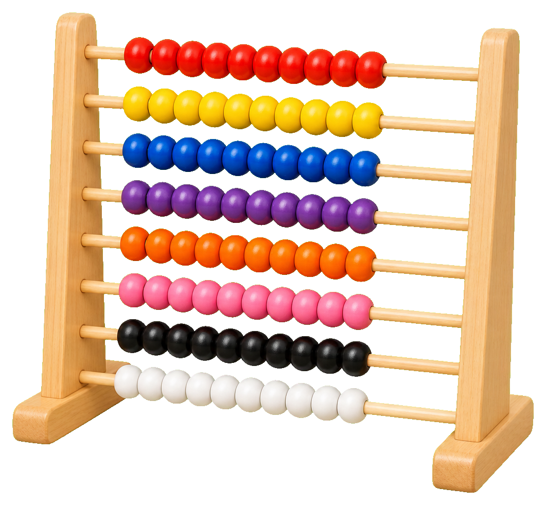 Colorful abacus with rows of beads and no numbers on the frame