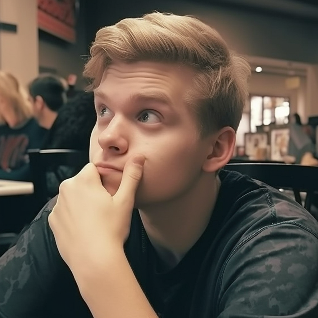 Preview for Thoughtful-young-man-coffee-shop-human-meme-background-0f7bd