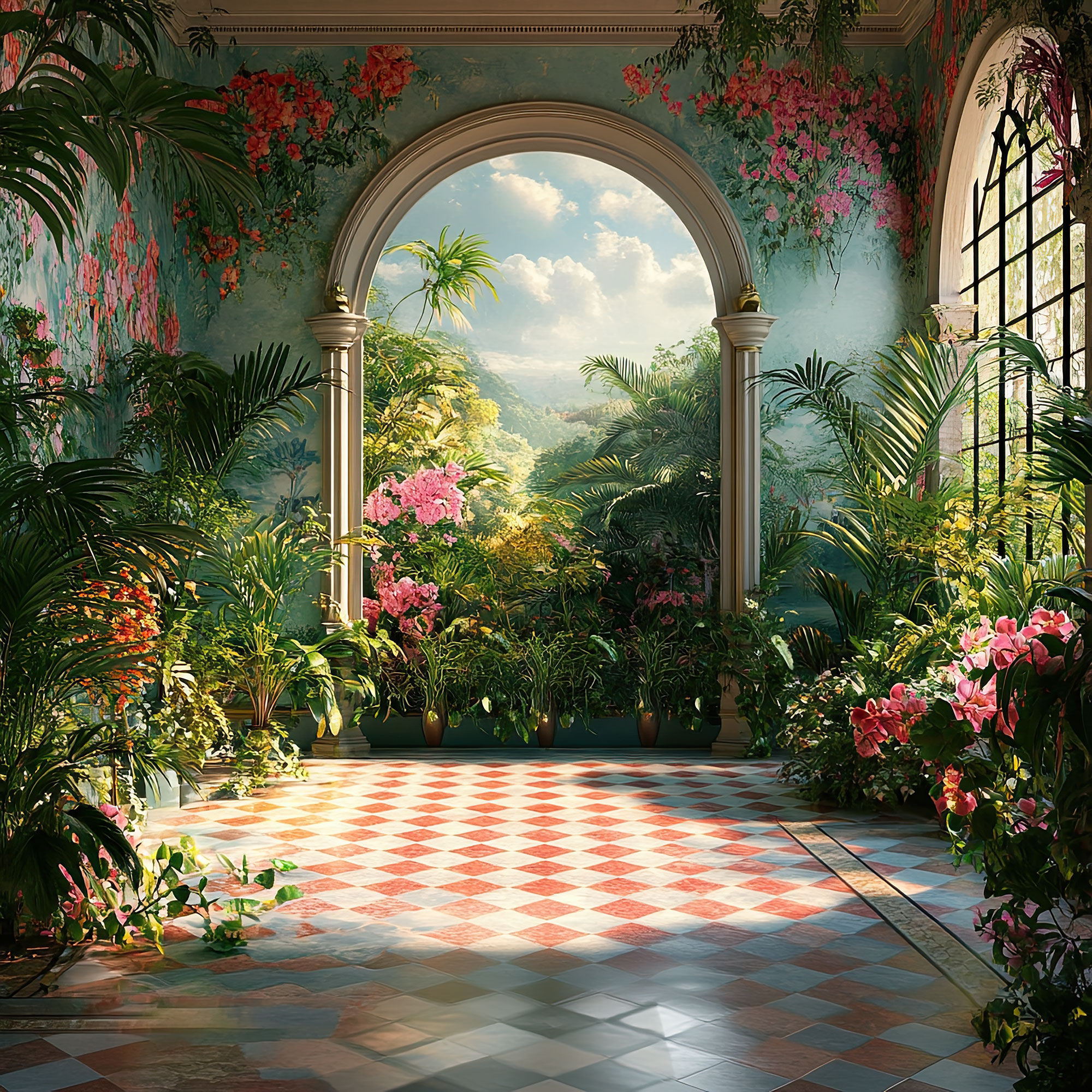 Preview for Indoor-garden-oasis-design-whimsical-backdrop-background-f3369