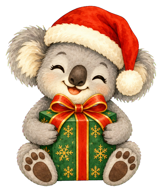 Preview for Christmas Koala Hugging Green Present