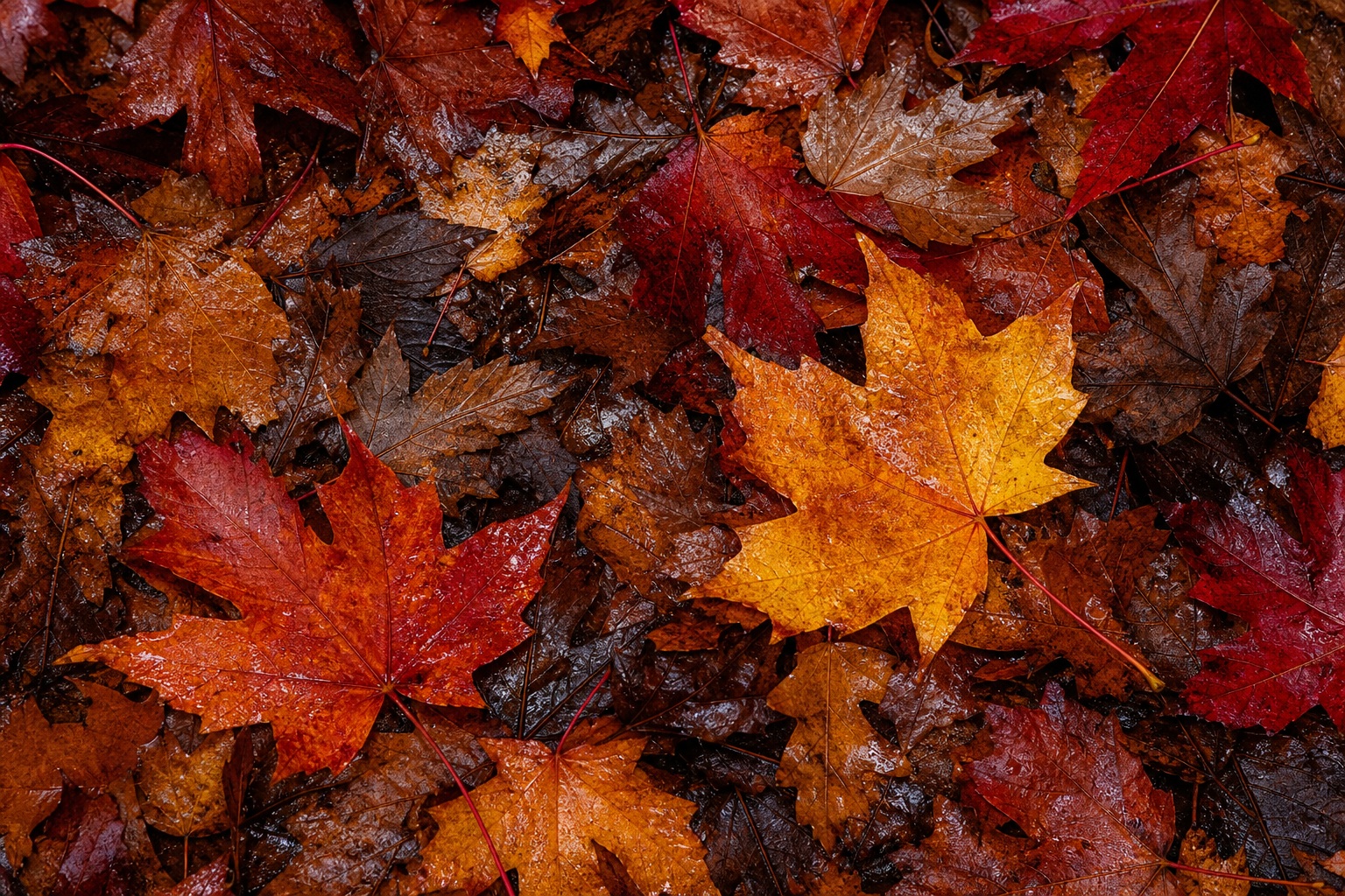 Preview for Wet Autumn Leaves Background