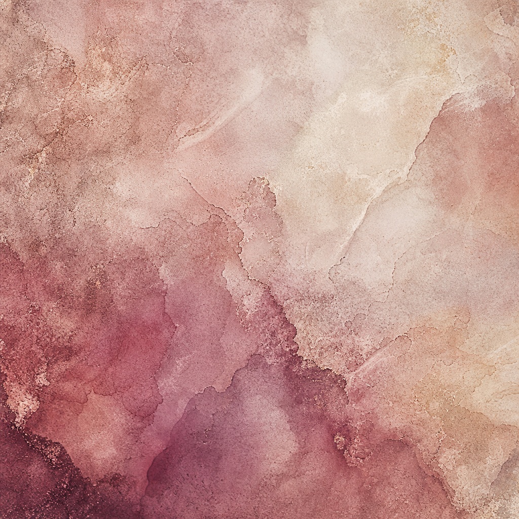 Warm abstract watercolor texture with pink, beige, and dusty rose pigment washes.