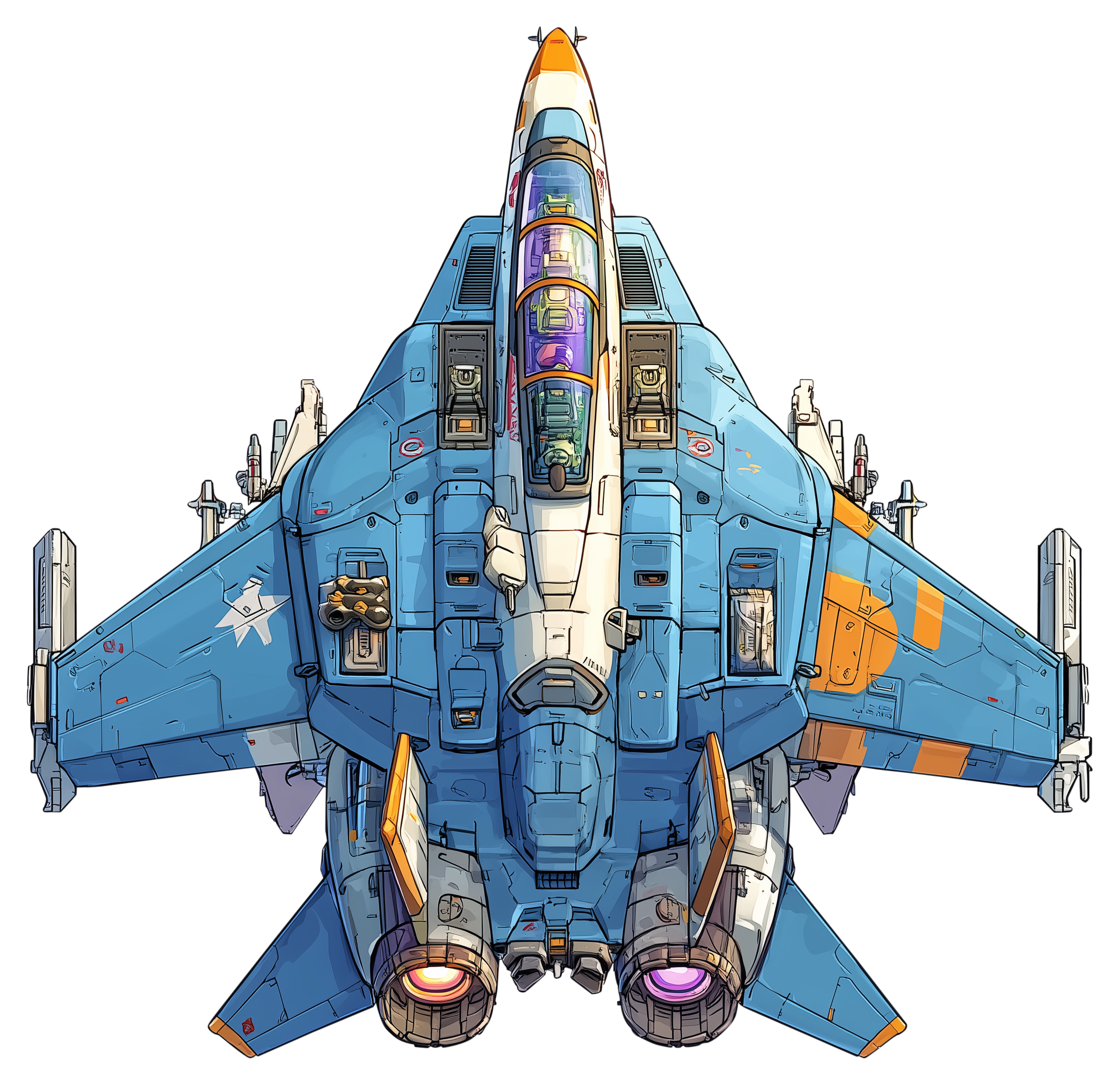 Preview for Futuristic-cartoon-fighter-jet-spaceship-sticker-b9379