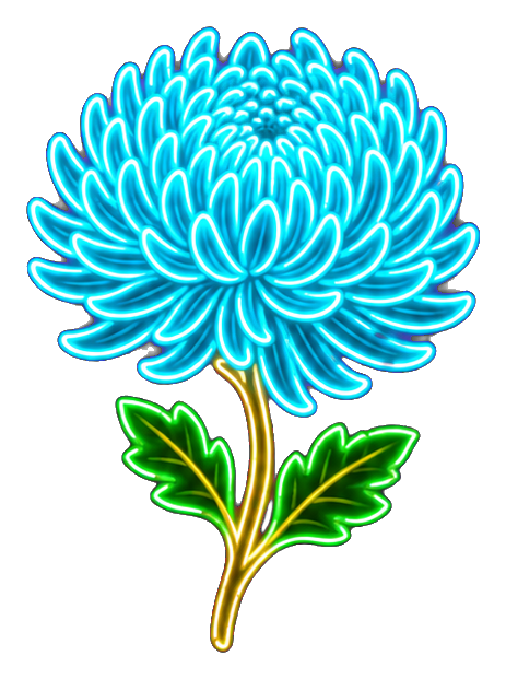 Preview for Cyan Neon Chrysanthemum Sticker