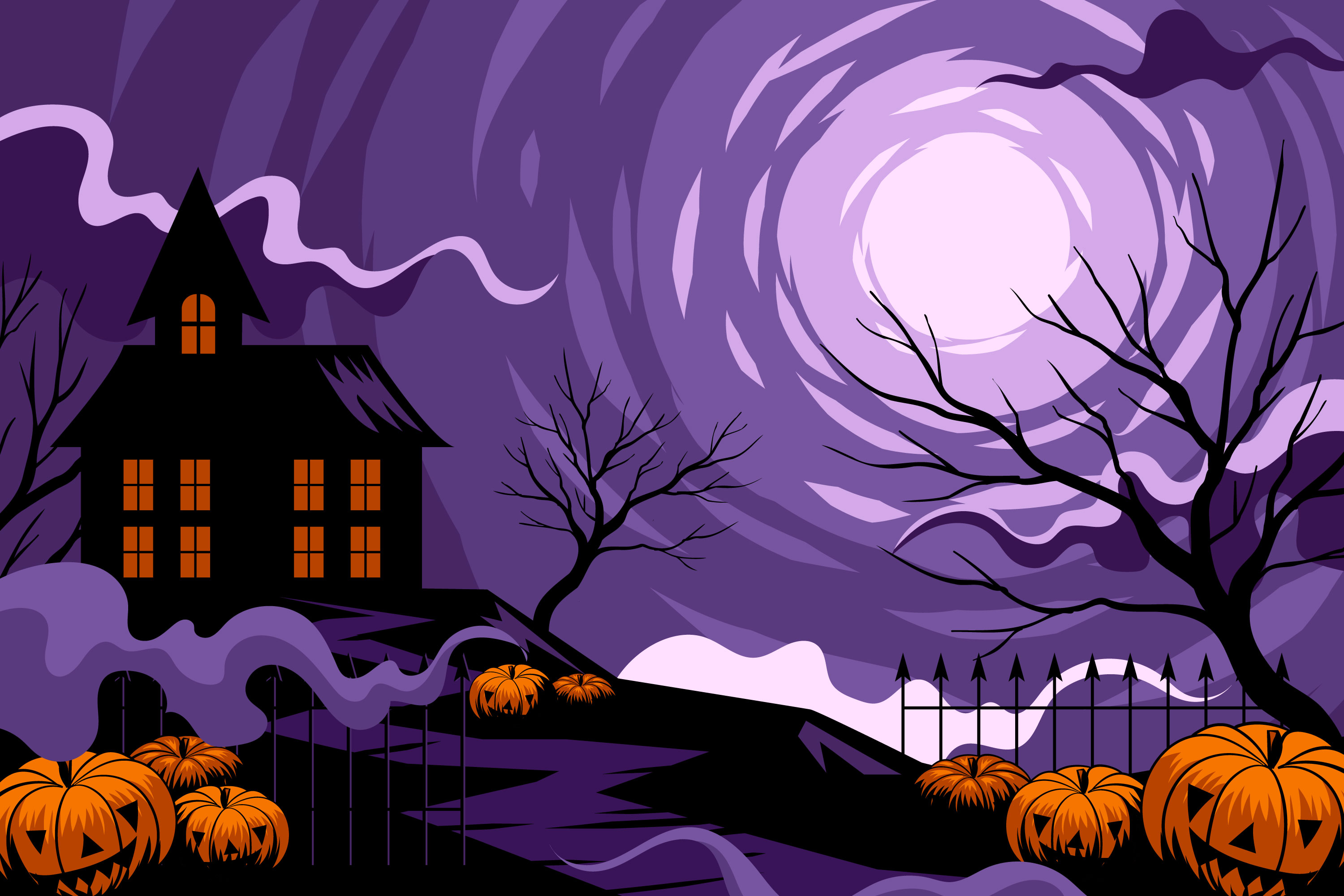 Preview for Halloween-night-haunted-house-scene-background-0f40e