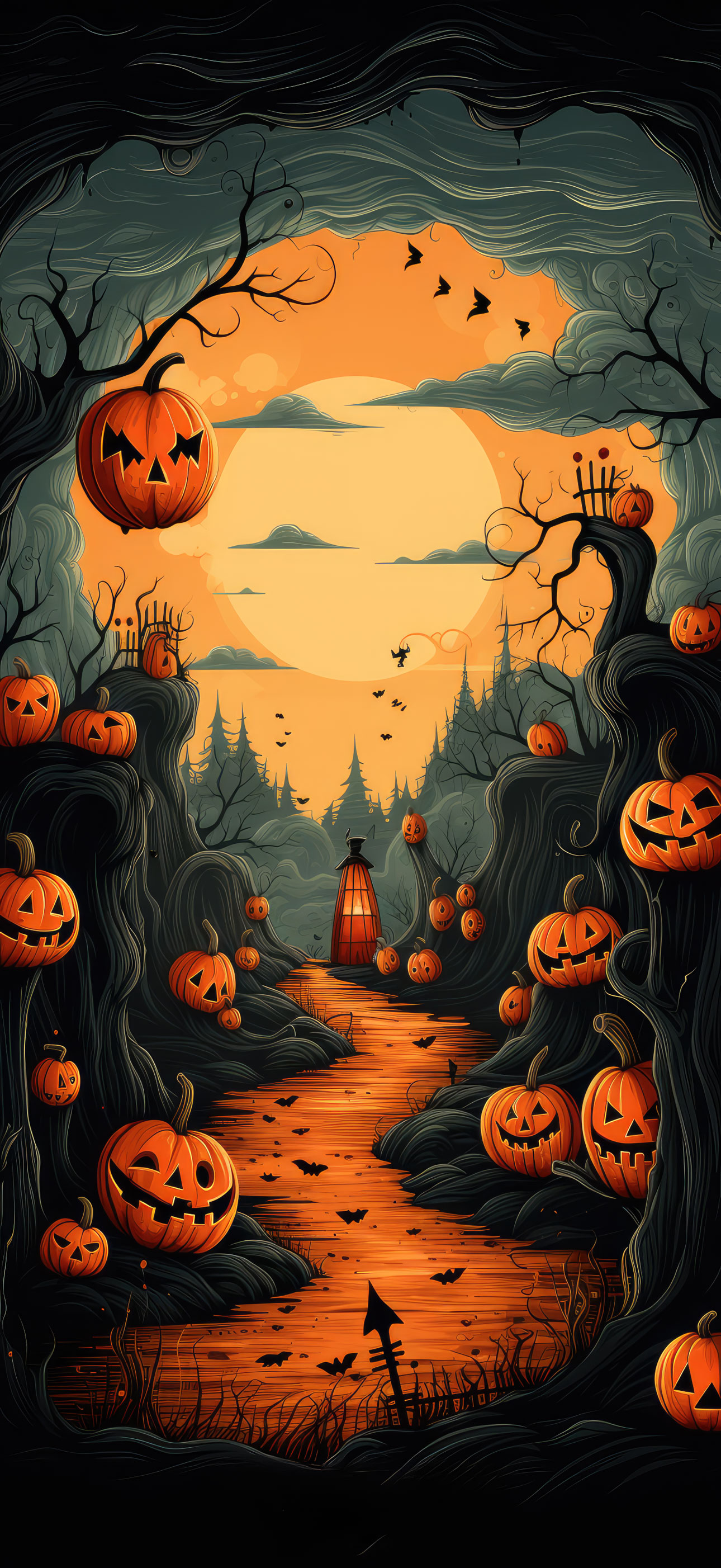 Preview for Halloween-night-pumpkin-pathway-halloween-phone-background-1dfea