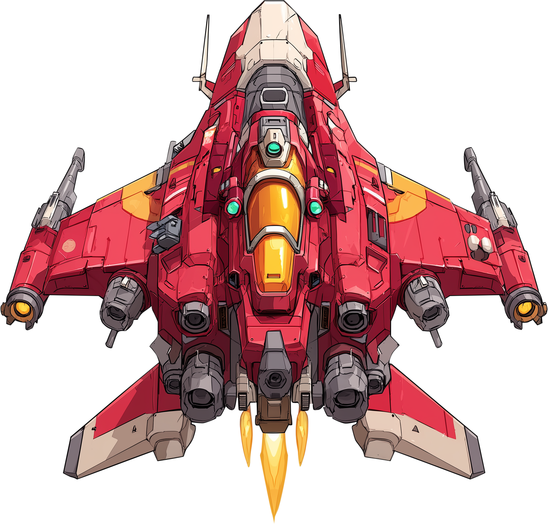 Preview for Futuristic-red-fighter-jet-illustration-spaceship-sticker-8c07b