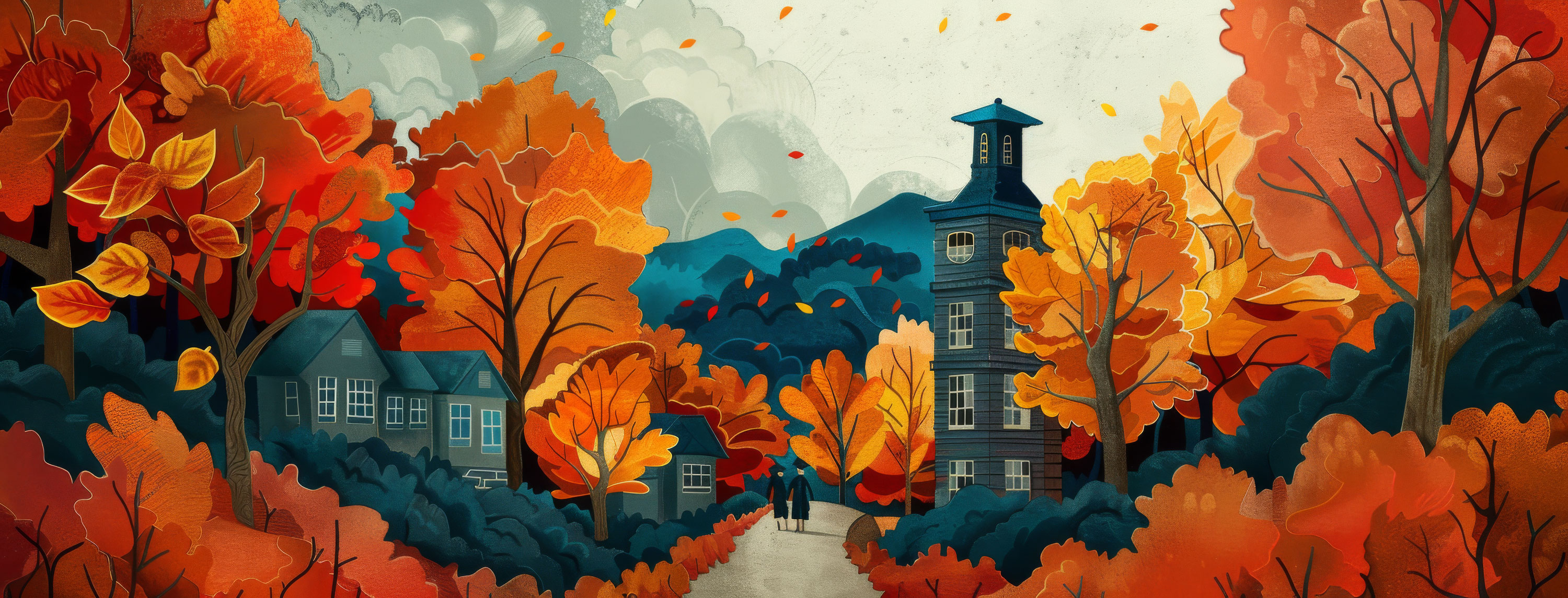 Preview for Autumn-landscape-with-tower-graduation-cover-background-436f1