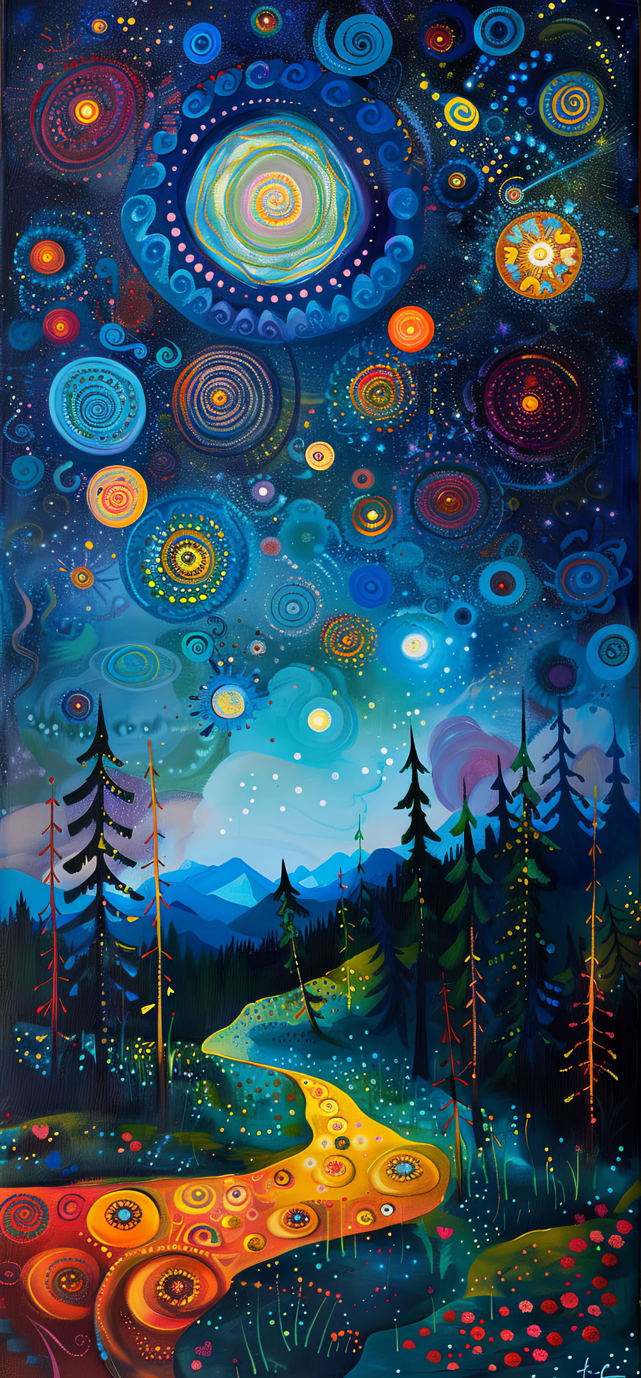 Preview for Vibrant-night-sky-landscape-astrophotography-phone-background-b2a34