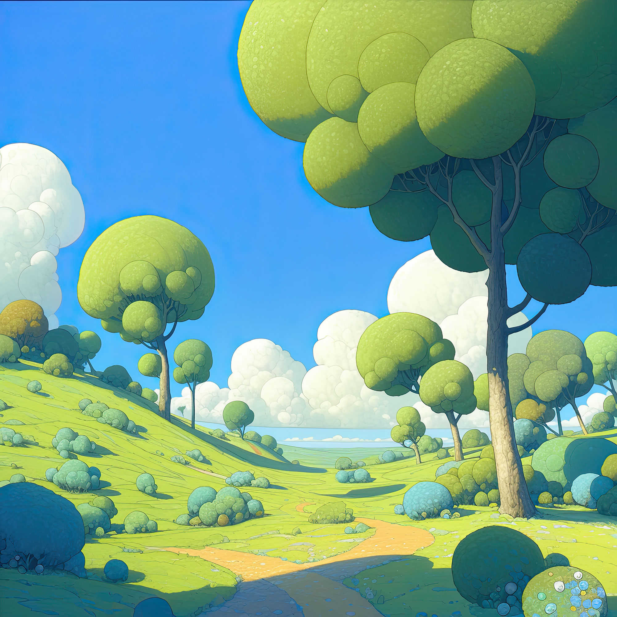 Preview for Cartoon-landscape-serenity-nature-backdrop-background-c8973