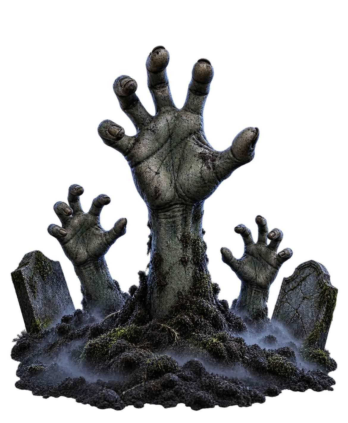 Preview for Three Moonlit Undead Hands Rising From Cemetery Soil