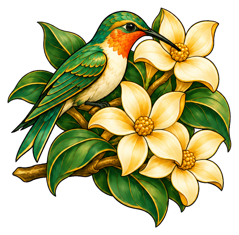 Preview for Art Nouveau Hummingbird Orange Blossom Bird