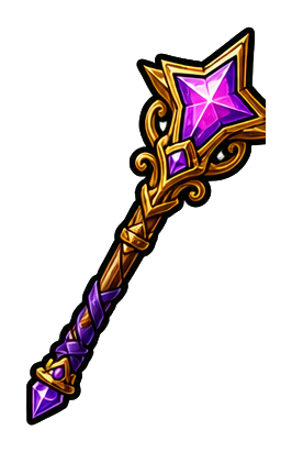Purple and gold magic wand sticker with a sparkling star tip