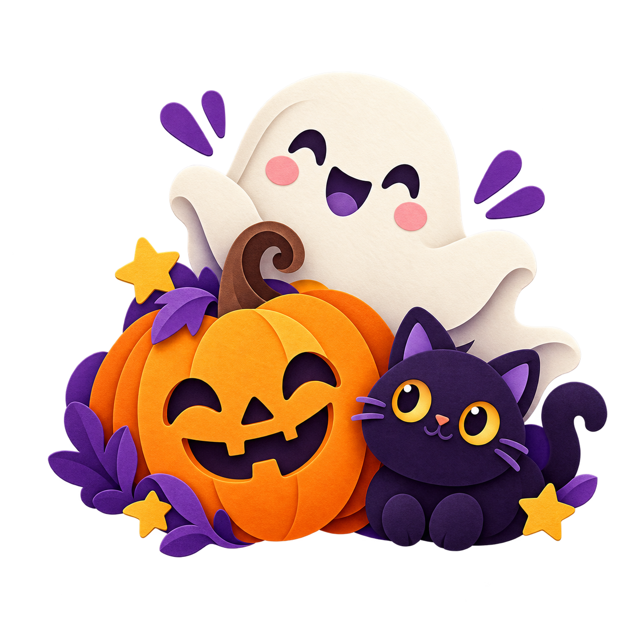 Preview for Cute Paper Cut Halloween Ghost Cat Sticker