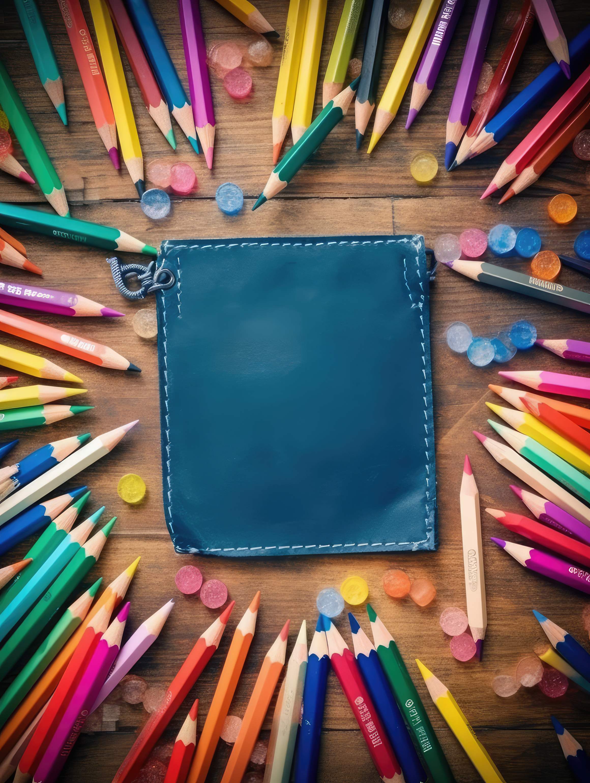 Preview for Colorful-pencils-notebook-wooden-desk-back-to-background-5550d