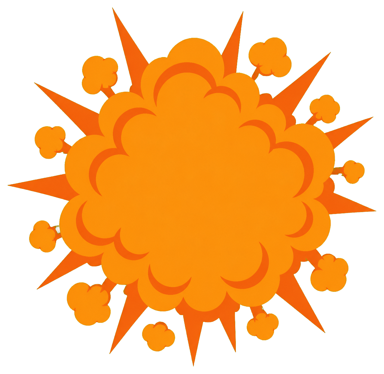 Orange comic-style puff burst with jagged edges and layered cloud shape