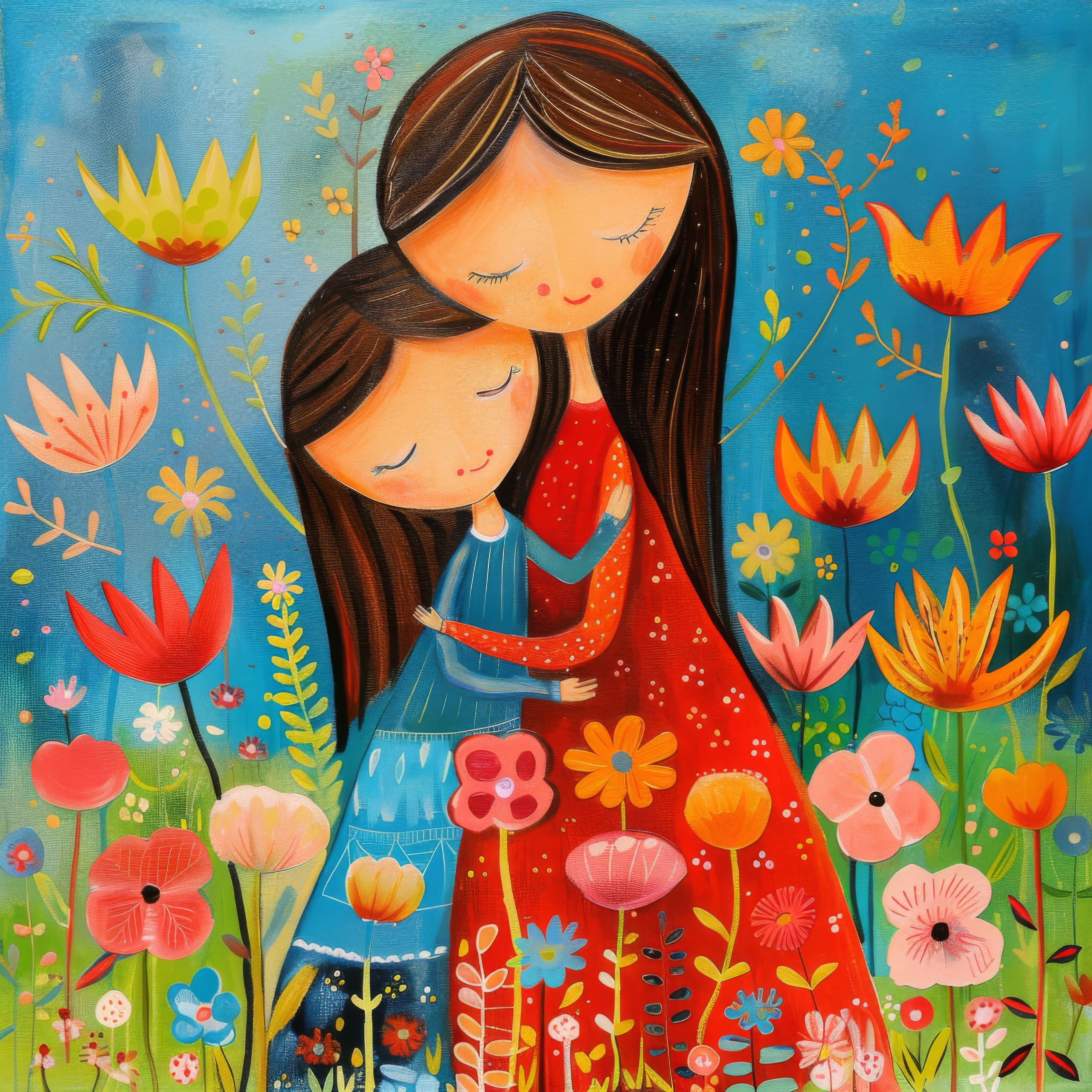 Preview for Mother-child-floral-embrace-mothers-day-background-63930