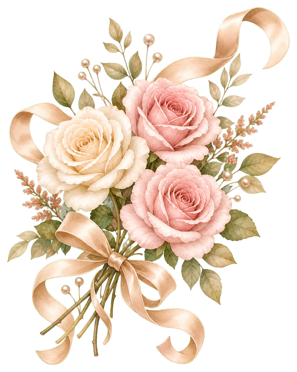 Preview for Roses And Ribbon Wedding Sticker
