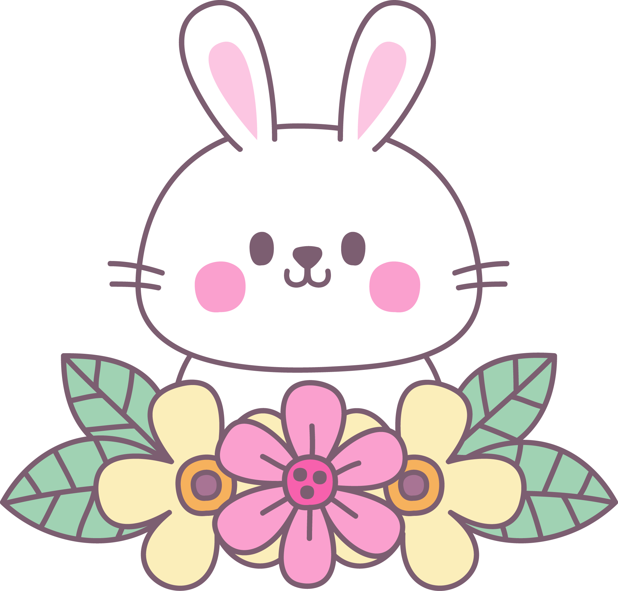 Preview for Cartoon-bunny-with-flowers-easter-sticker-a9f31
