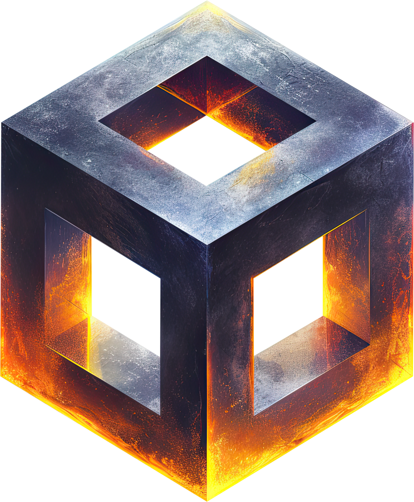 Preview for Glowing-cube-3d-rendering-logo-geometric-sticker-537fb