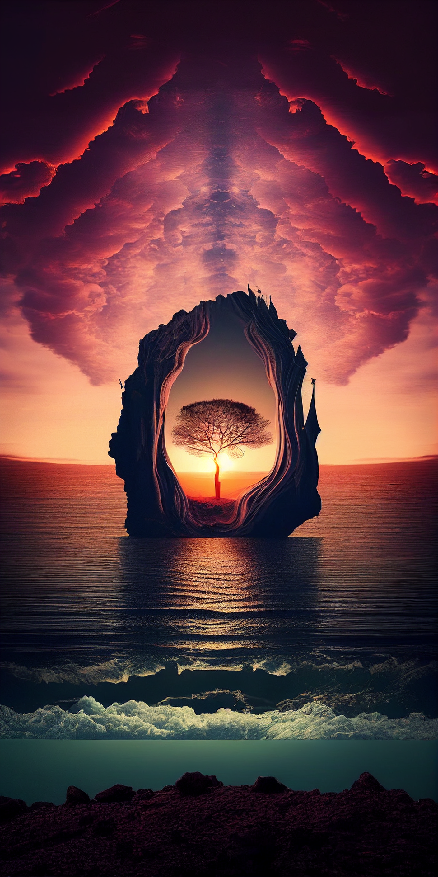 Preview for Surreal-island-landscape-sunset-ai-phone-background-2375c