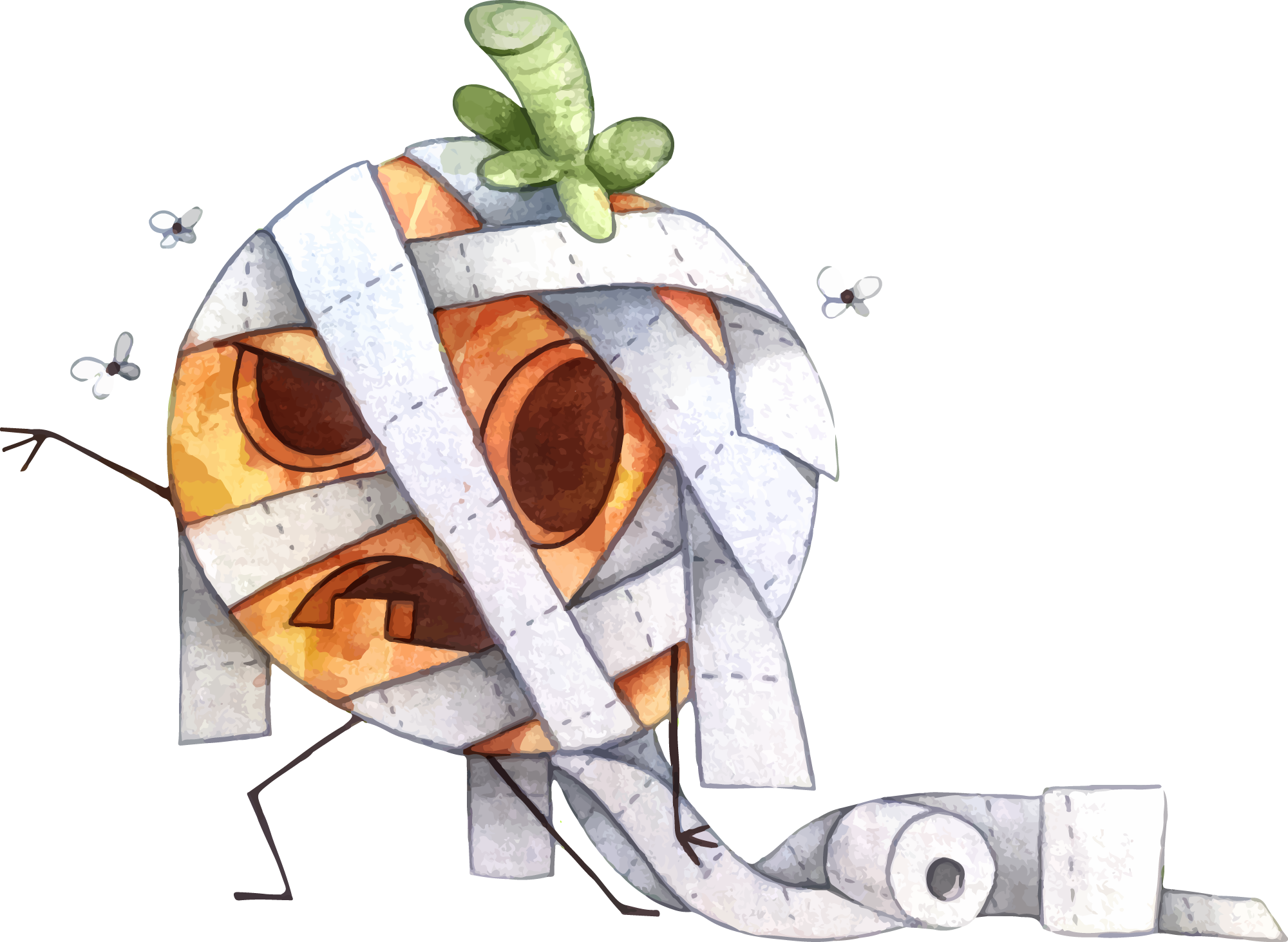 Preview for Mummy-pumpkin-character-halloween-watercolor-sticker-5a7e9