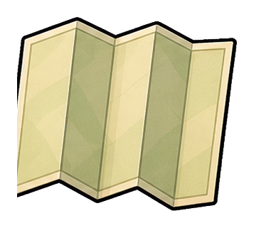 Blank folded trail map graphic with pale panels and dark outline