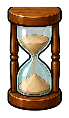 Wooden hourglass timer with sand flowing through the center.