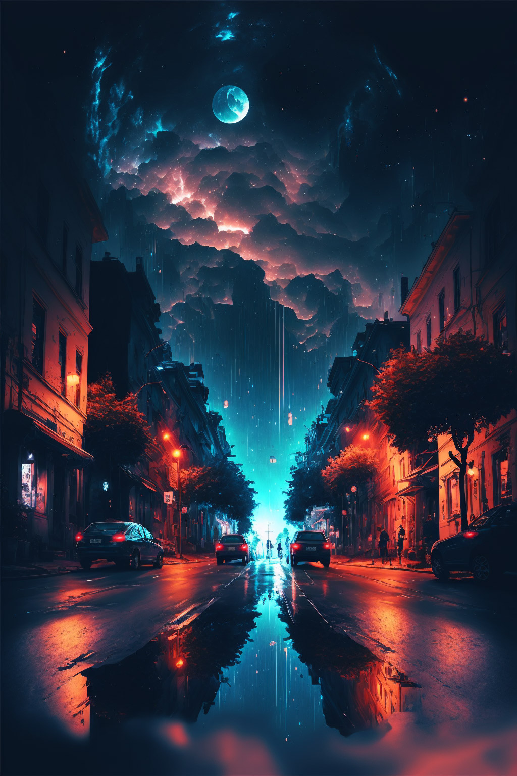 Preview for Mystical-night-street-scene-ai-phone-background-a994f
