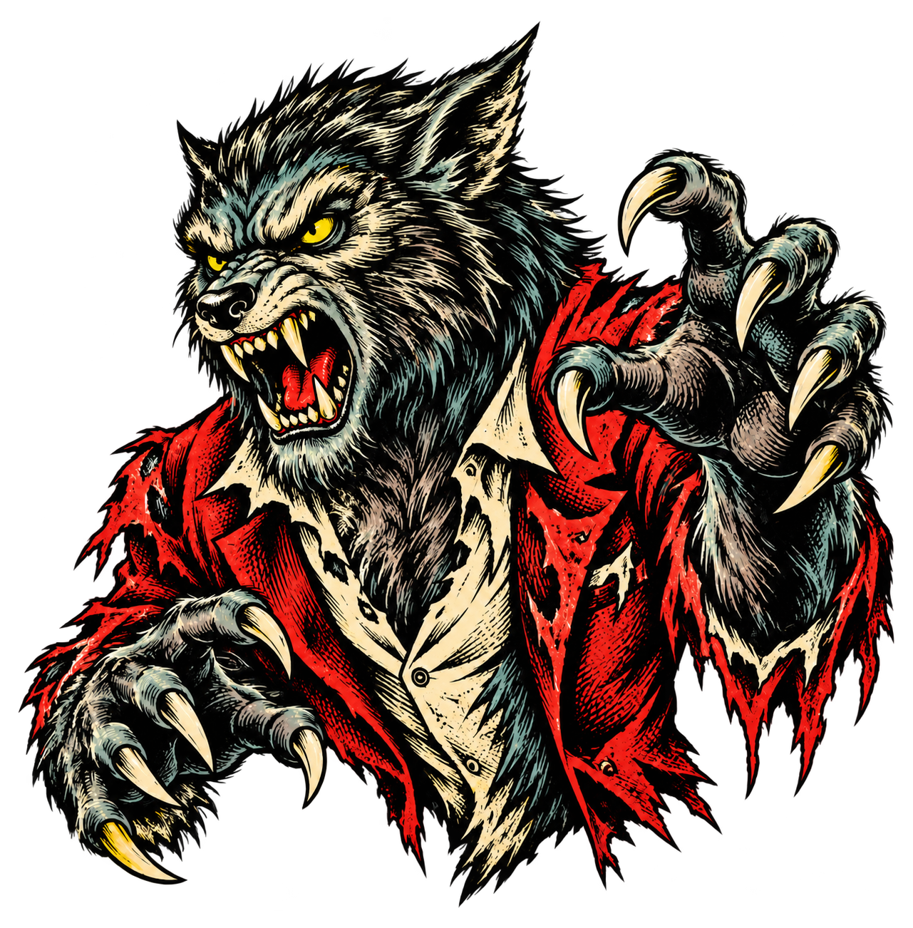 Preview for Vintage Woodcut Werewolf Sticker
