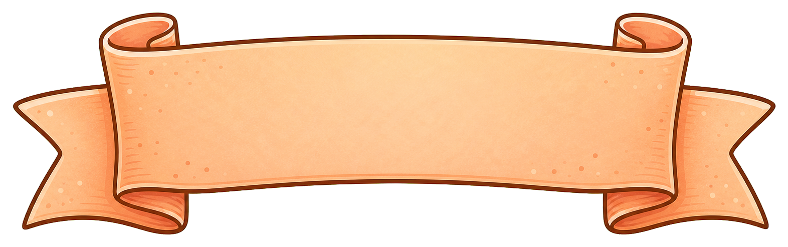 Peach blank scroll ribbon banner sticker with curled ends