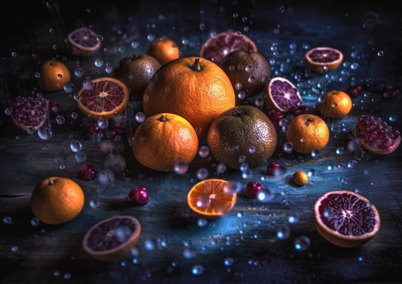 Preview for Citrus-pomegranate-still-life-ai-images-background-65287