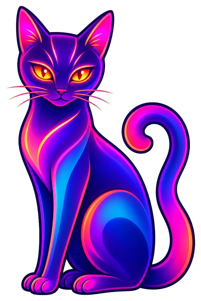 Preview for Neon Cat Sticker Graphic