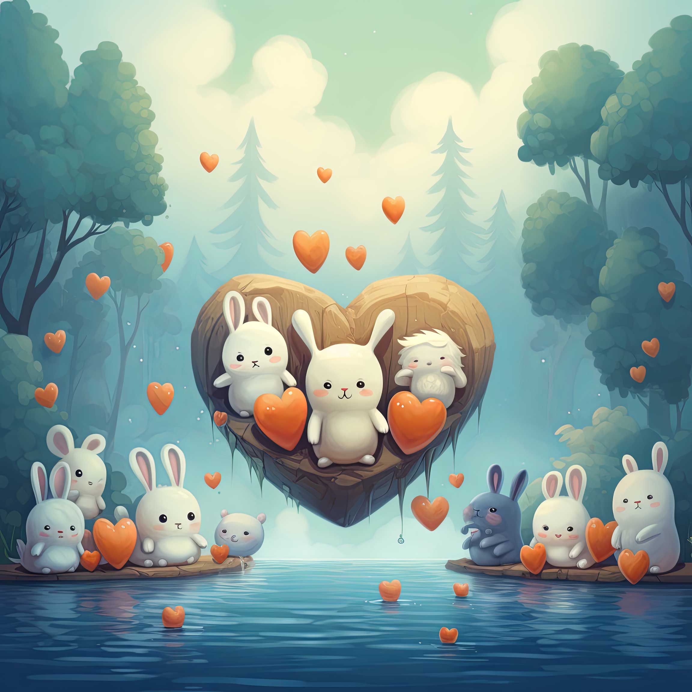 Preview for Bunnies-heart-shaped-raft-love-background-186ad