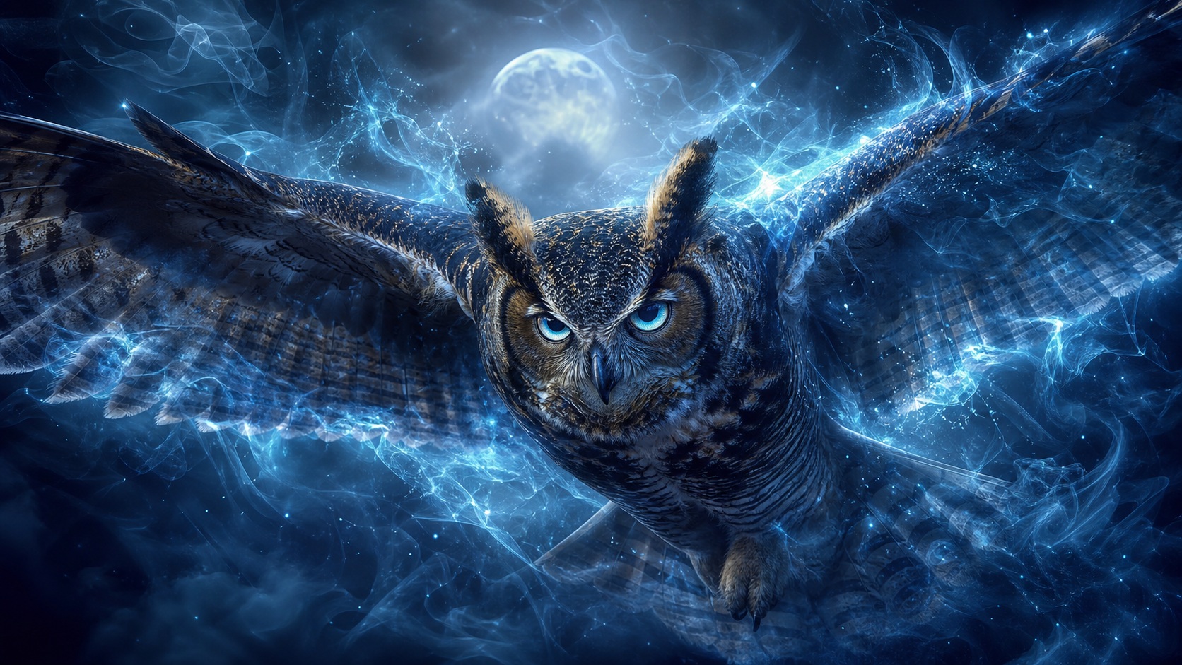 Preview for Great Horned Owl Moonlight Background