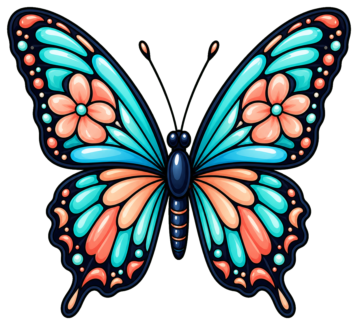 Preview for Aqua Peach Blossom Butterfly Sticker