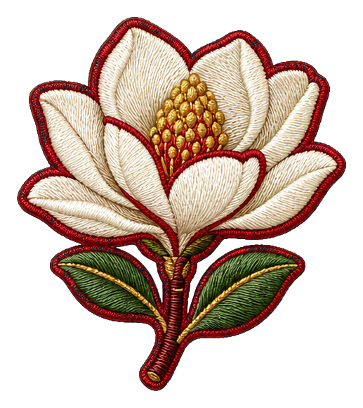Preview for Embroidered White Magnolia Sticker