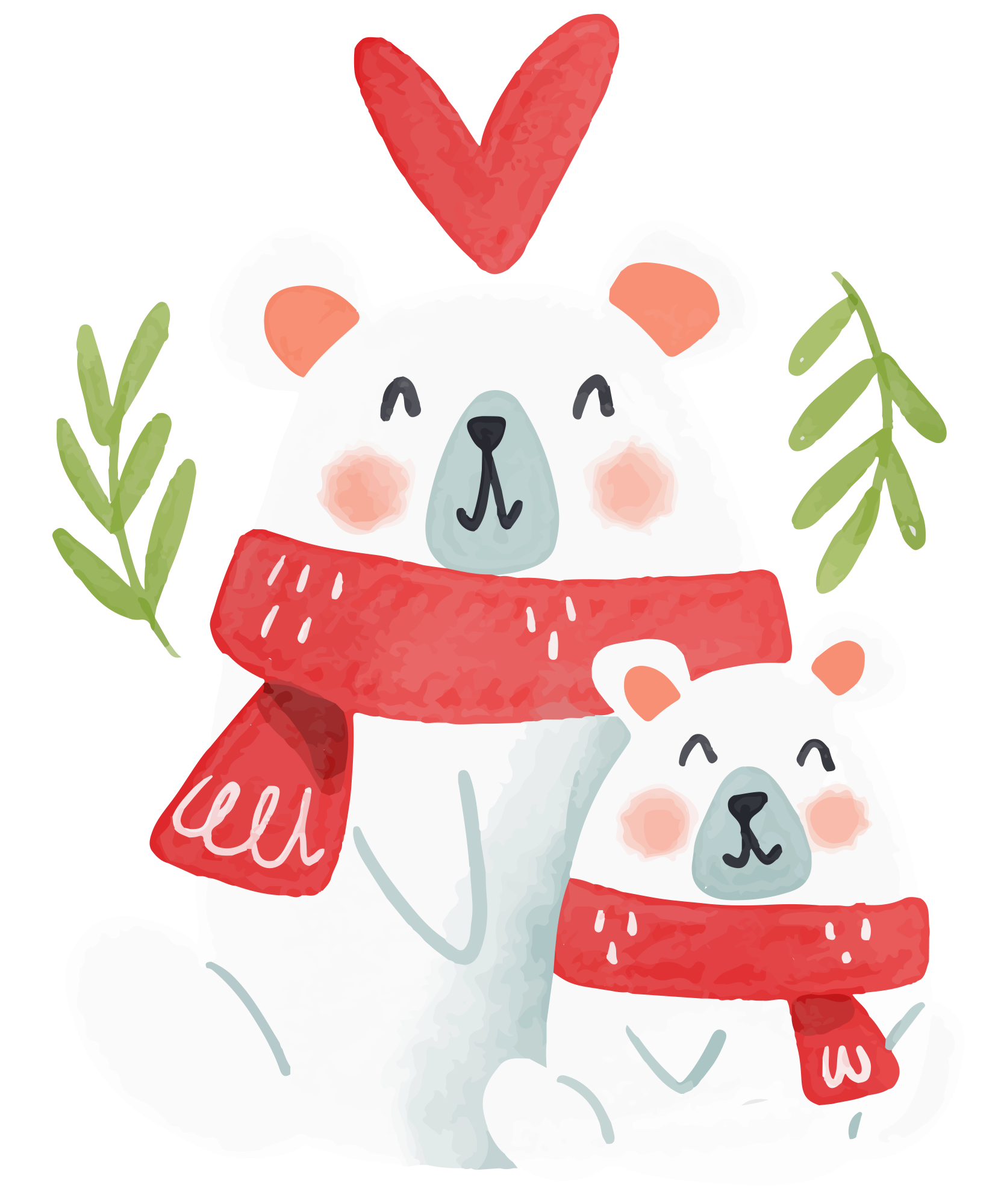 Preview for Polar-bears-winter-illustration-christmas-sticker-6409d