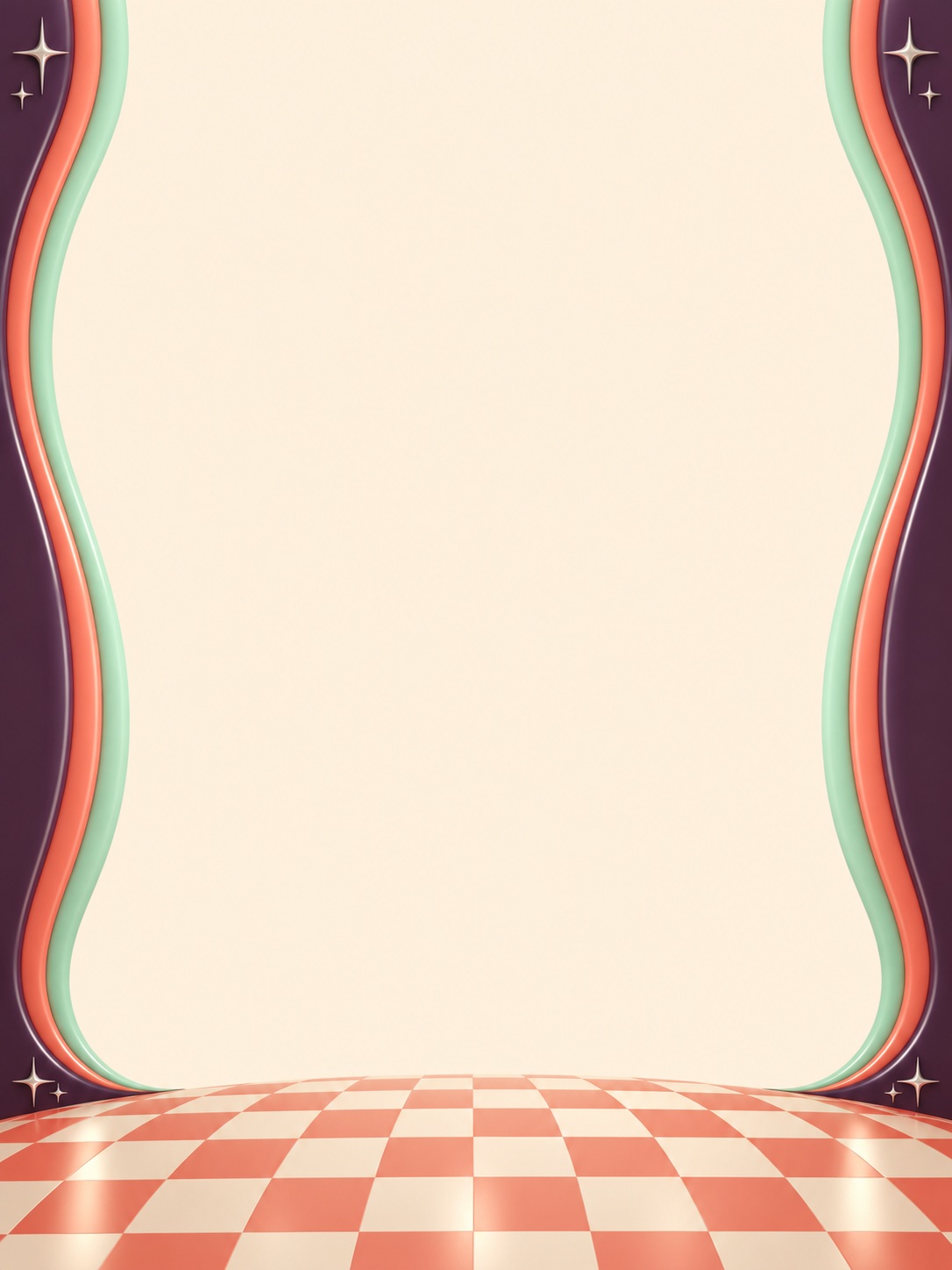 Preview for Portrait Ivory Disco Stage With Coral Checkerboard
