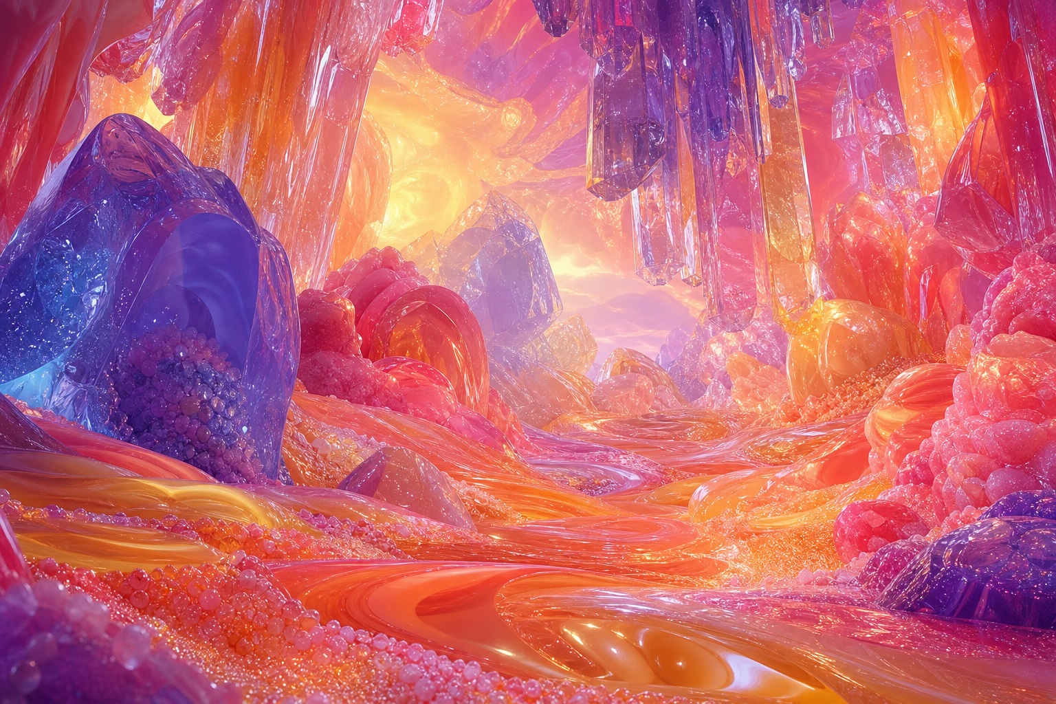 Preview for Sunset Glow Crystalline Sweet Cave Background