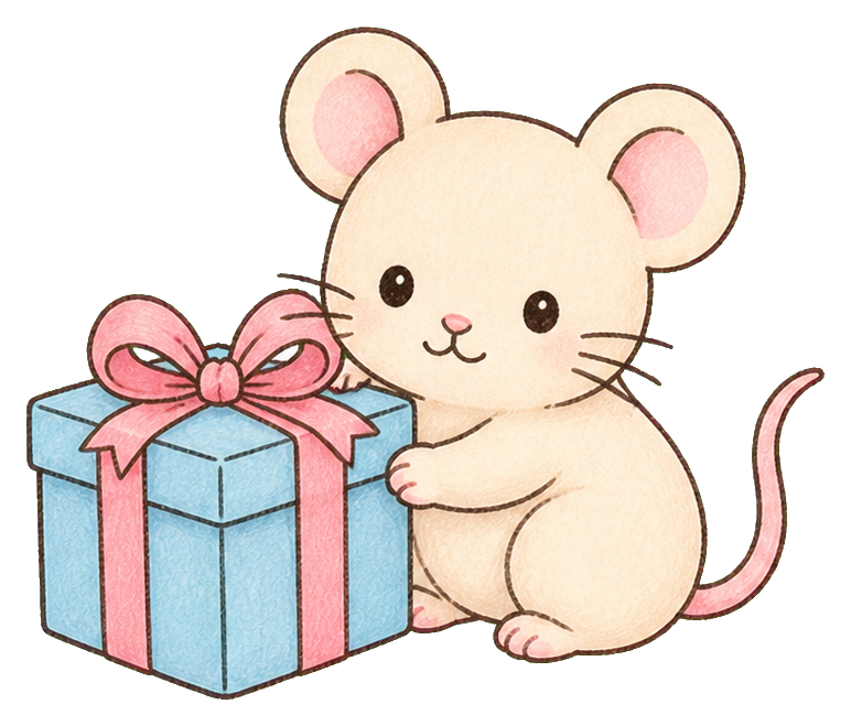 Preview for Kawaii Mouse With Gift Sticker