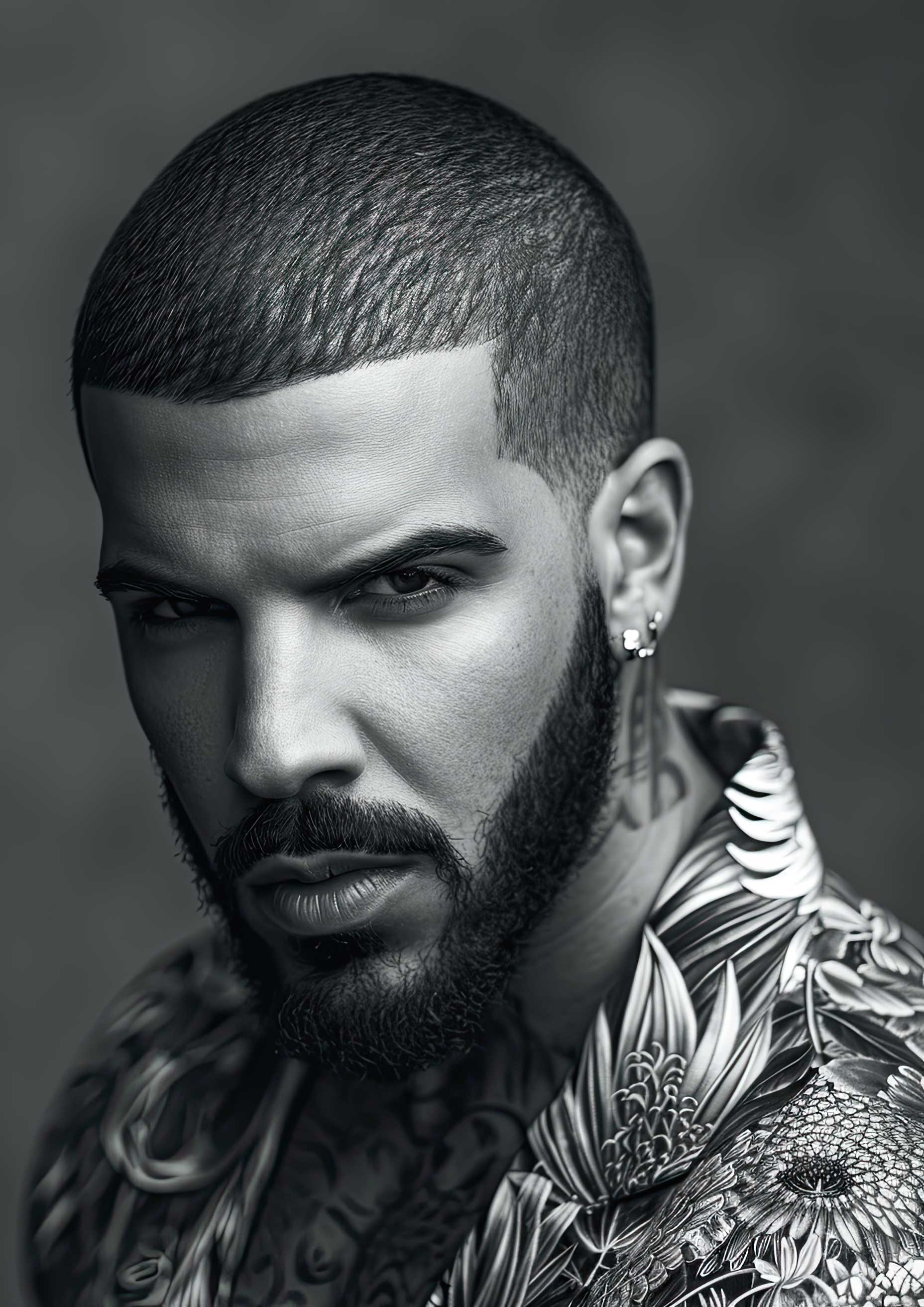 Preview for Drake-black-and-white-portrait-celebrities-background-749e9