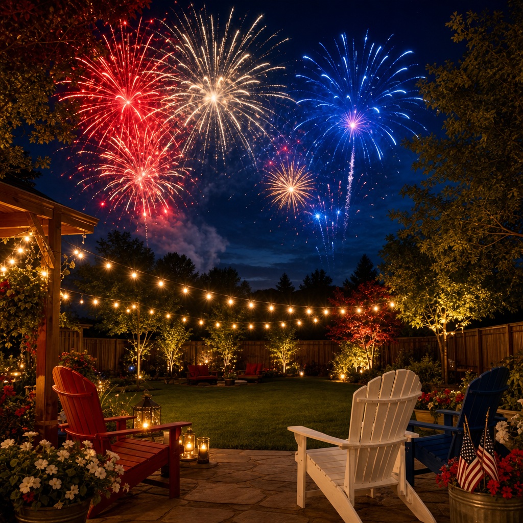 Preview for Fourth Of July Backyard Fireworks Background