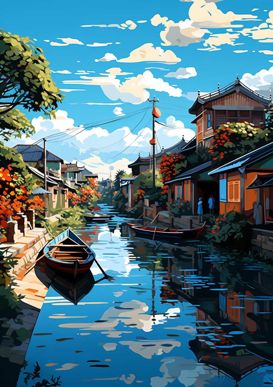 Preview for Canal Town Background Stock Image