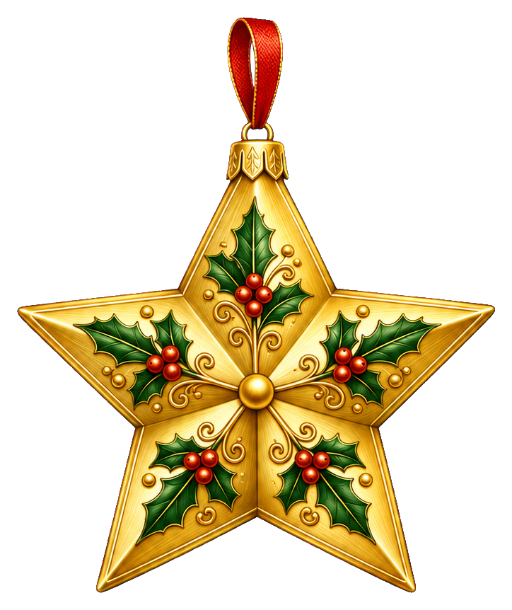 Preview for Golden Christmas Star With Ribbon