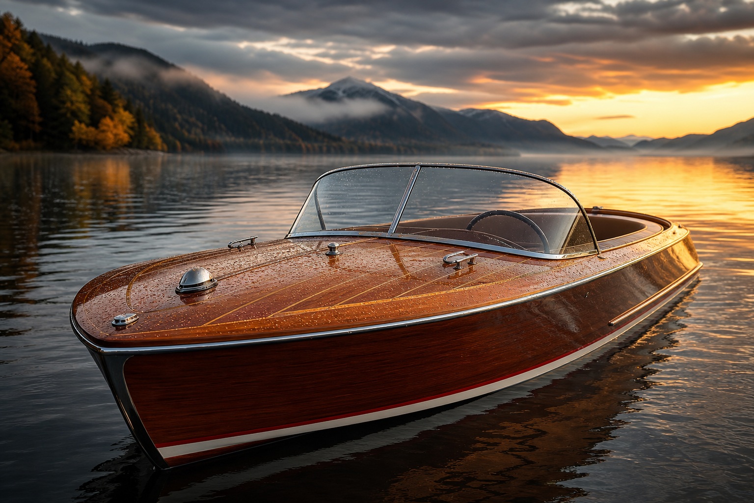 Preview for Classic Wooden Boat Rain Glow Background
