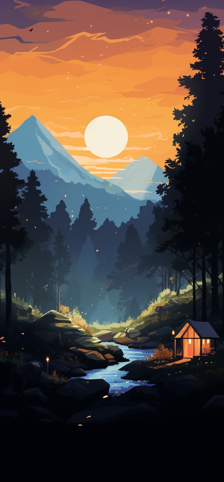 Preview for Camping Sunset Forest Background