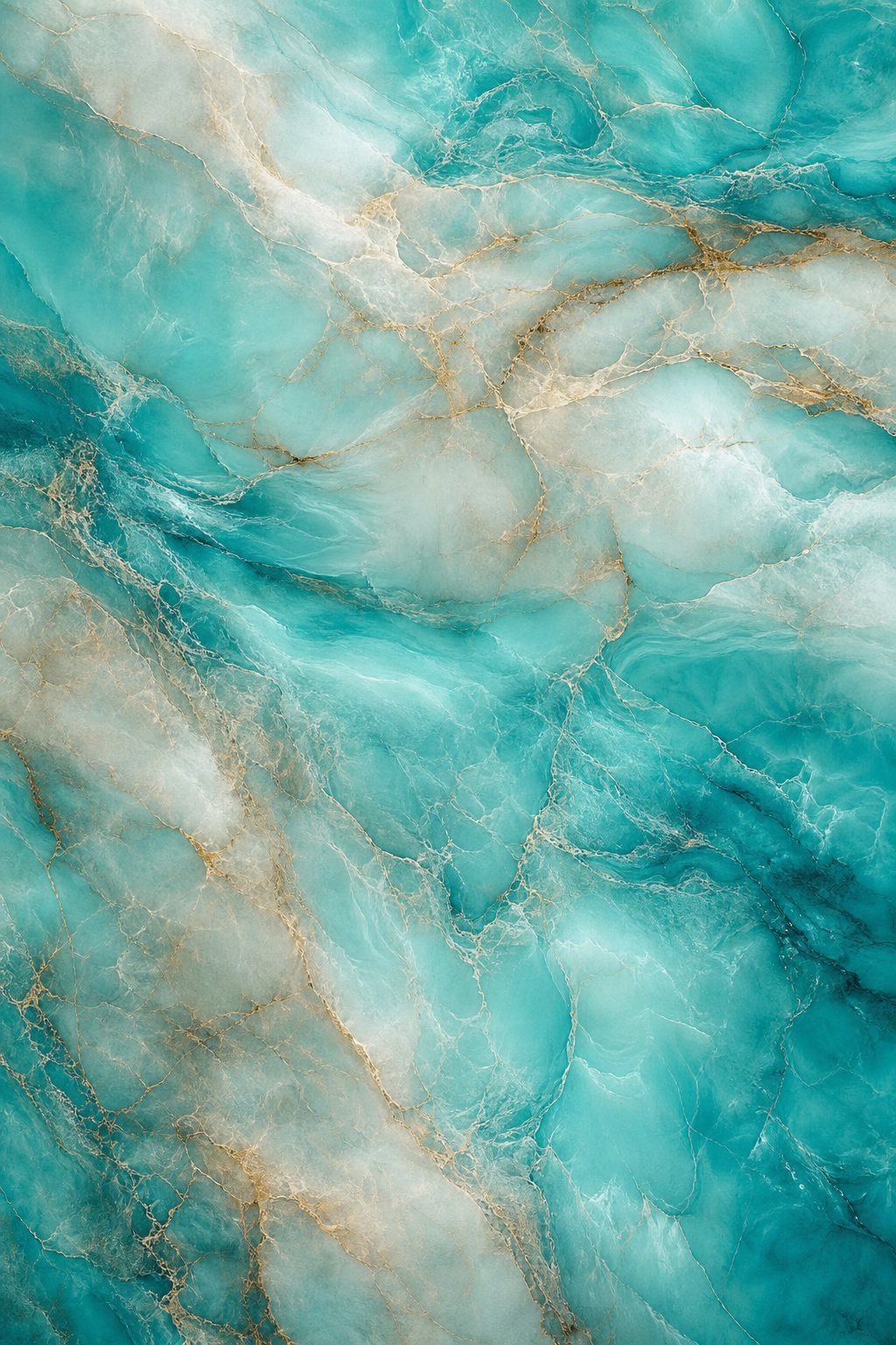 Soft aqua and white cloud marble swirls with thin gold veining