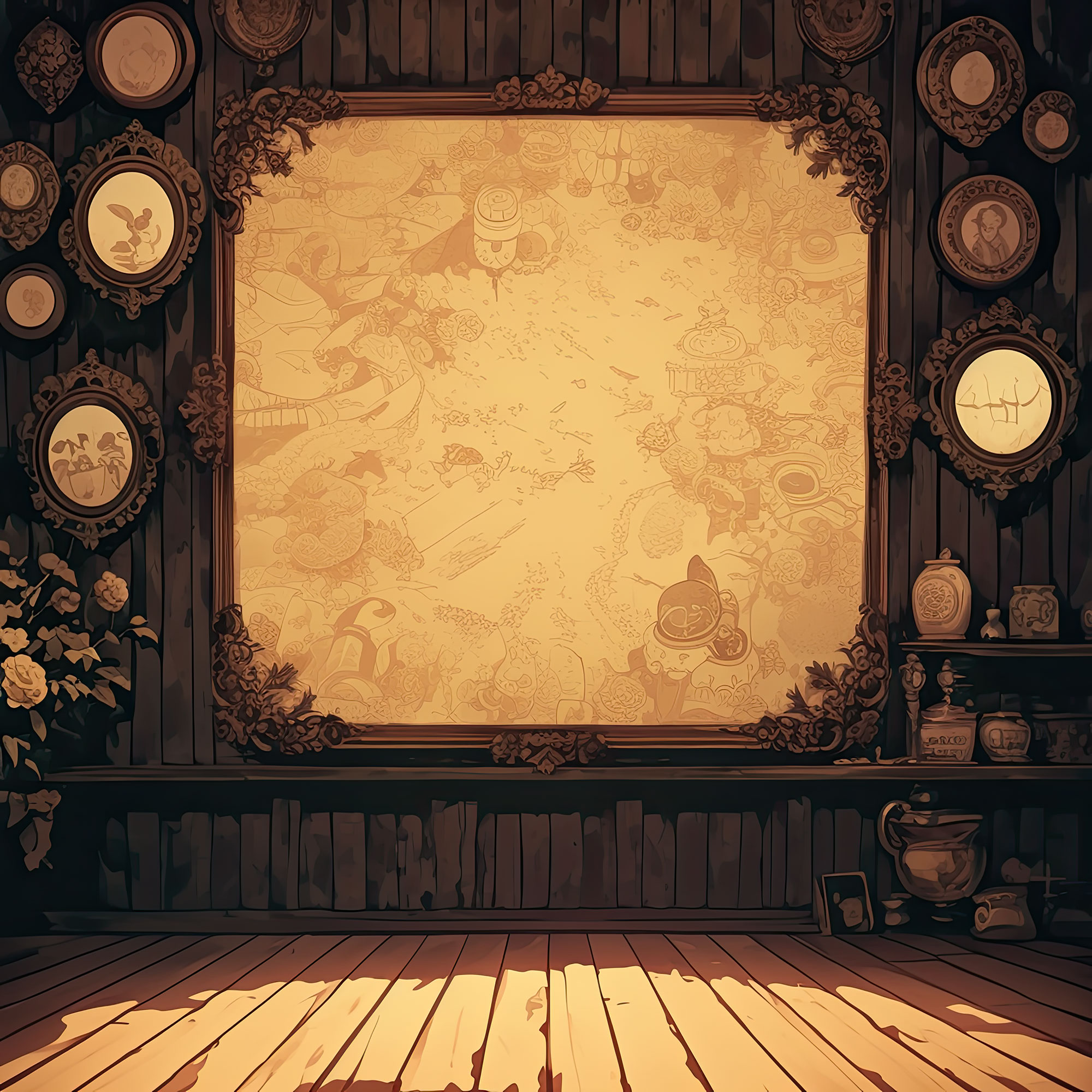 Preview for Vintage-room-decor-antique-plates-interior-backdrop-background-dbf2b